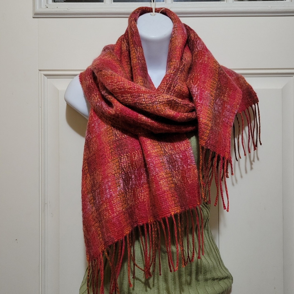 Large Mohair/Wool/Acrylic Blend Made In France Woman's Scarf/Wrap
